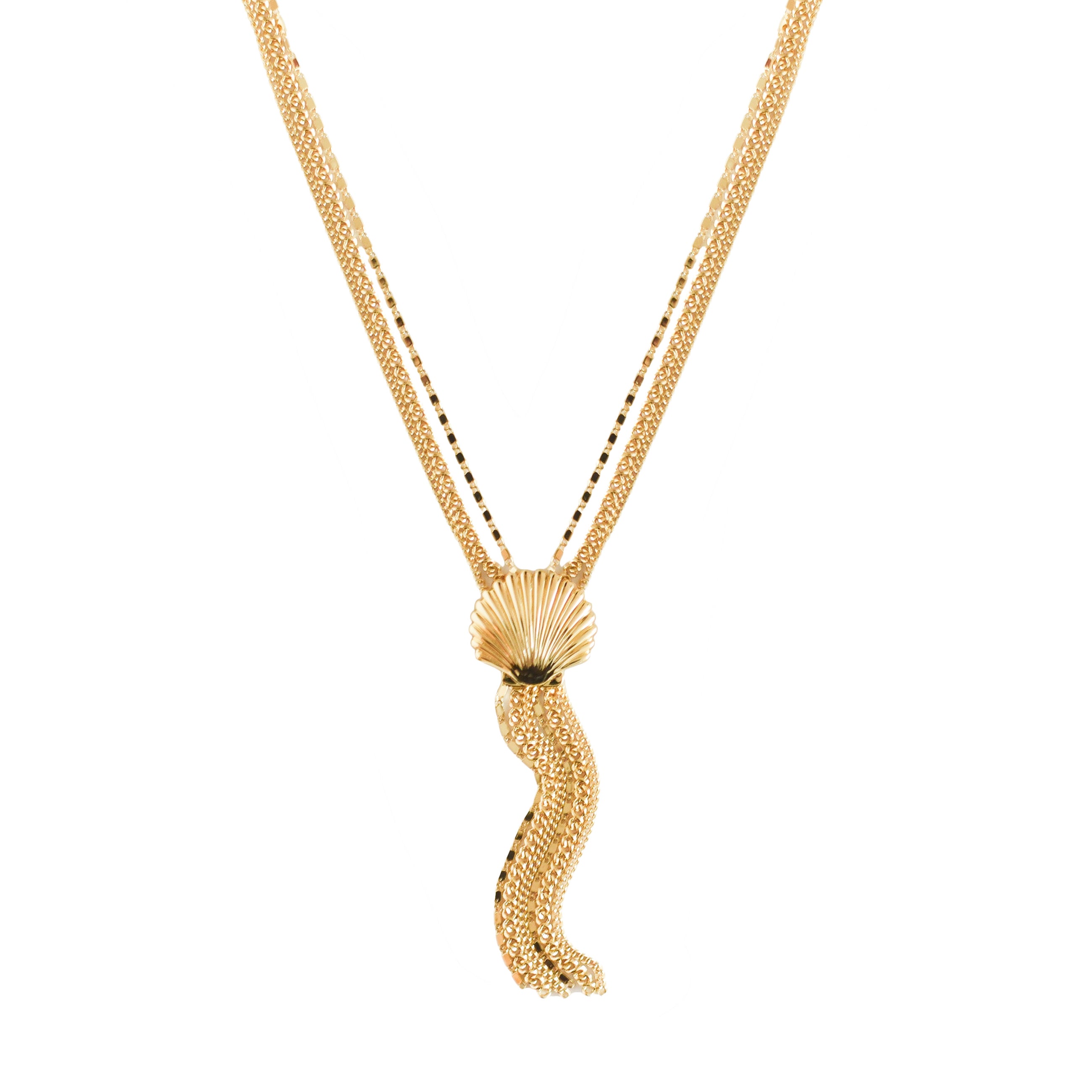 Scallop Shell Lariat - Gold