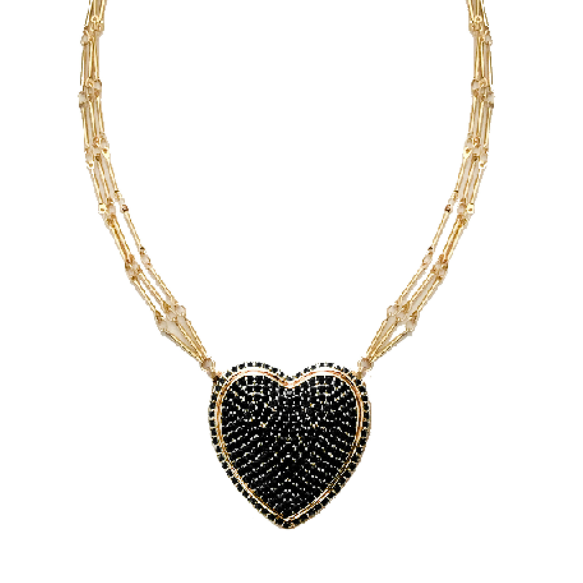 Pave Cross Accented Heart Burst Paperclip Necklace
