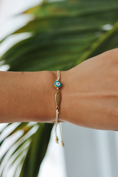 Fisheye Cord Bracelet - Turquoise