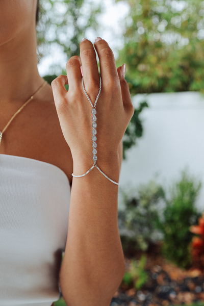 Crystal Rain Hand Bracelet - Silver