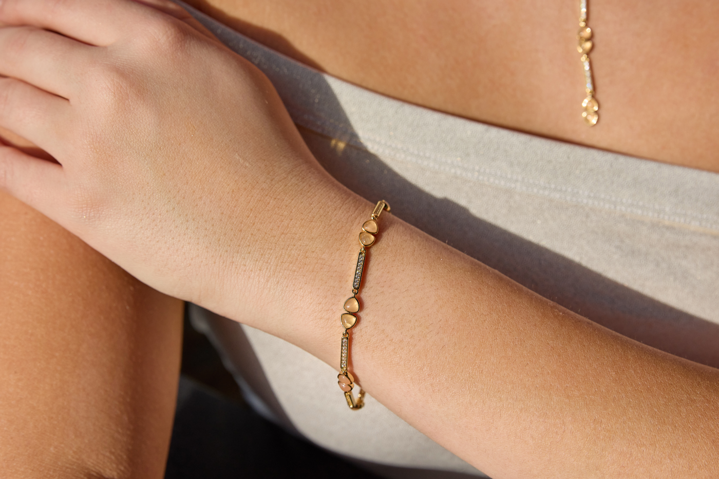 Gemstone Links Bracelet - Rose Quartz