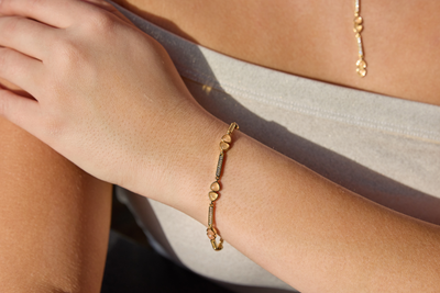 Gemstone Links Bracelet - Rose Quartz