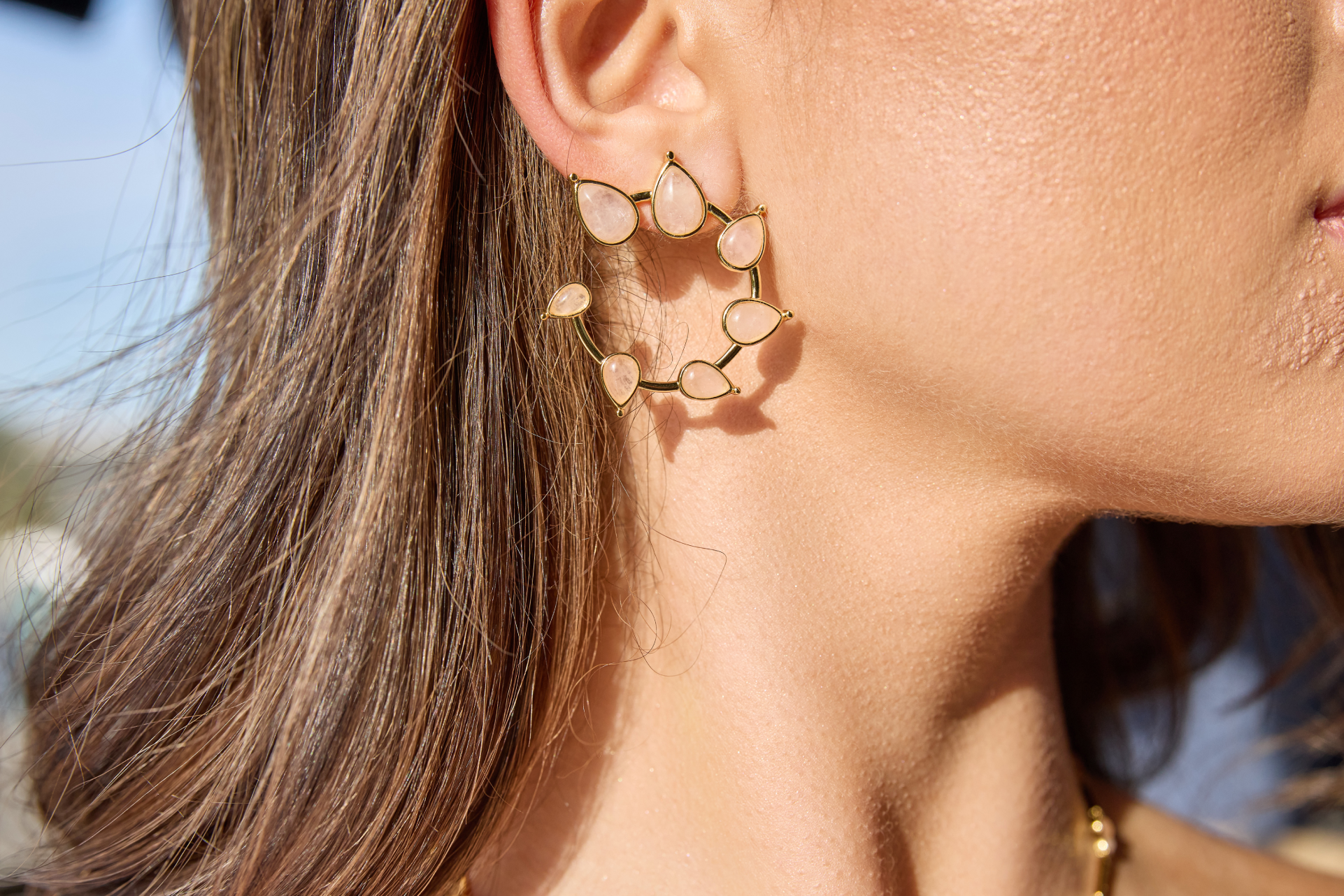 Gemstone Spiral Studs Rose Quartz