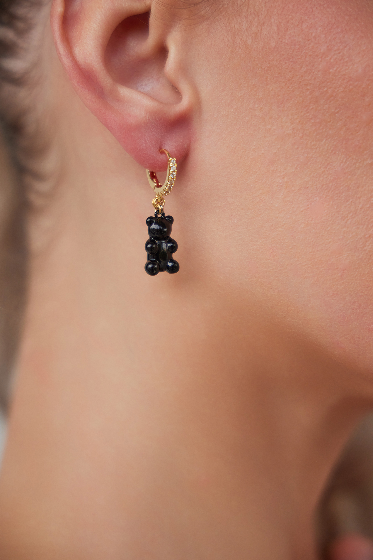 Crystal Gummy Earrings - Black
