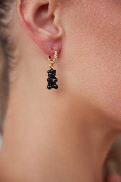 Crystal Gummy Earrings - Black