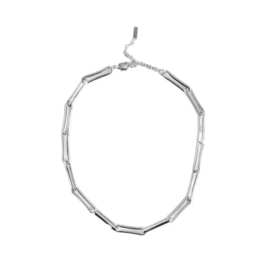 Oblong Links Necklace- Rhodium