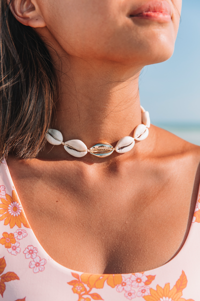 Metal Shell Accent Choker - 14k Gold/Rose Gold