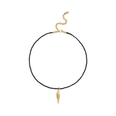 Lucky Fish Necklace - Black