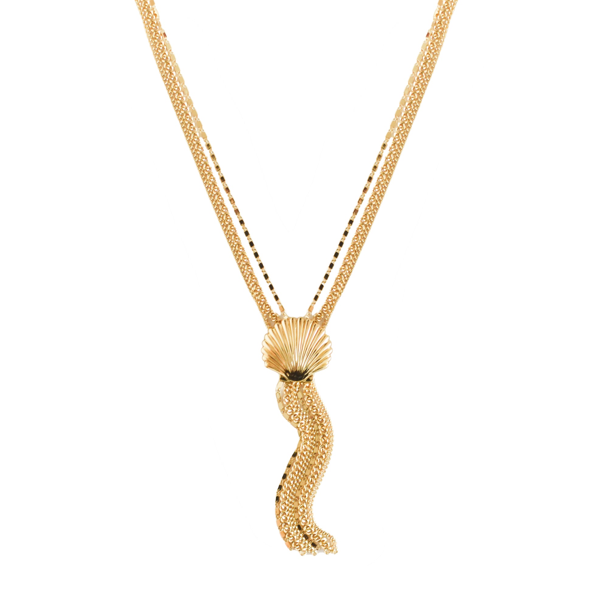 Scallop Shell Lariat - Gold