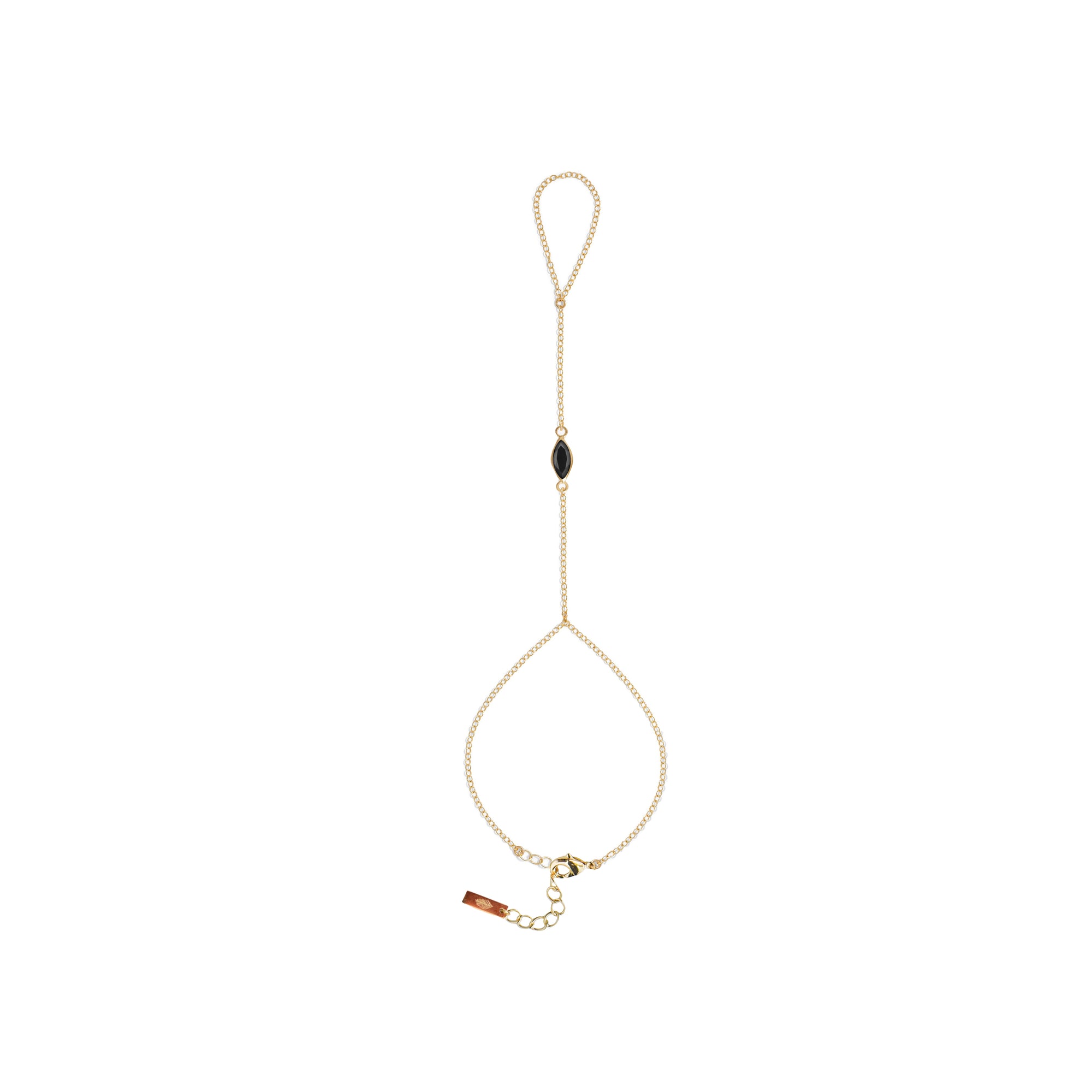 Dainty Marquise Hand Chain- Black