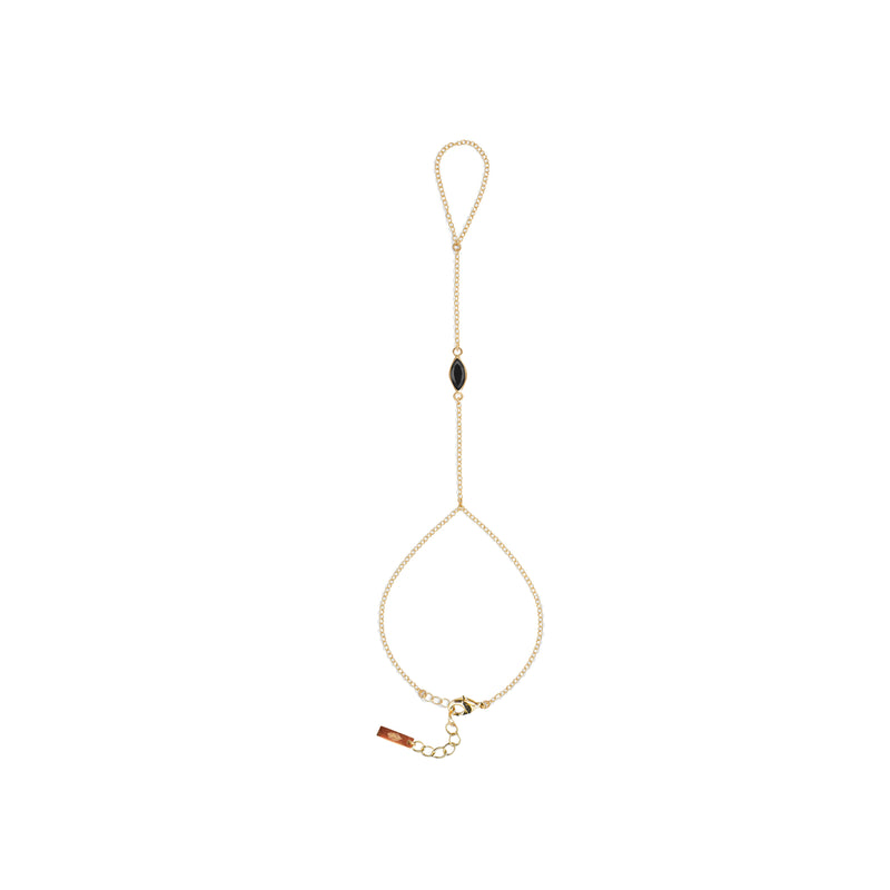 Dainty Marquise Hand Chain- Black