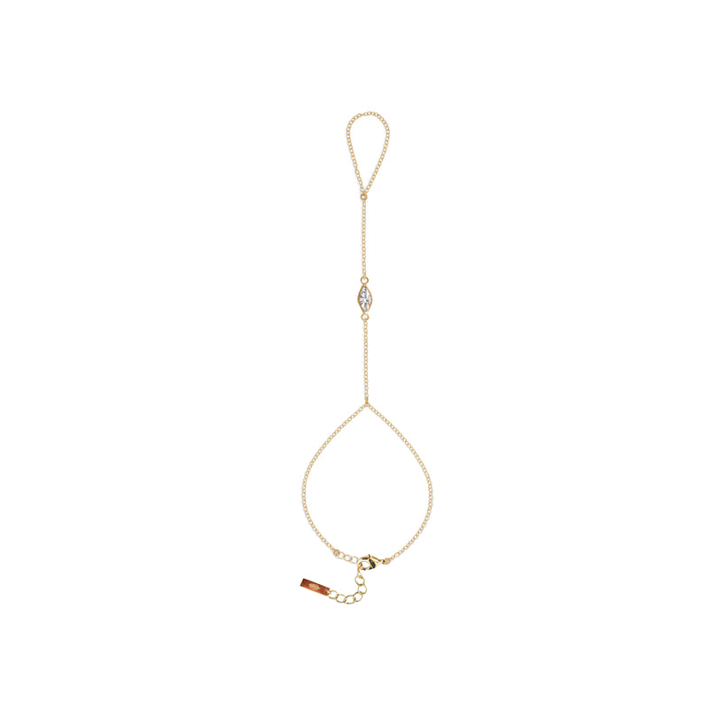 Dainty Marquise Hand Chain- Clear