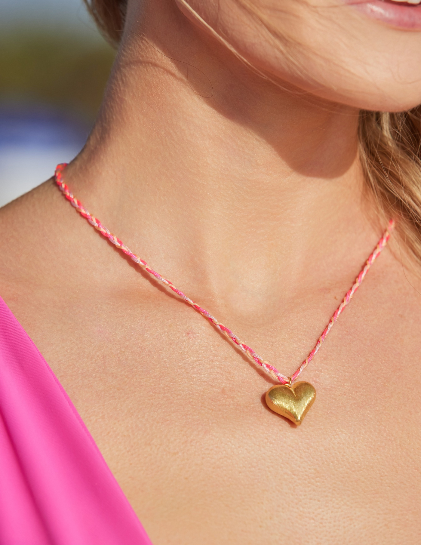 Heart of Gold Necklace - Pink