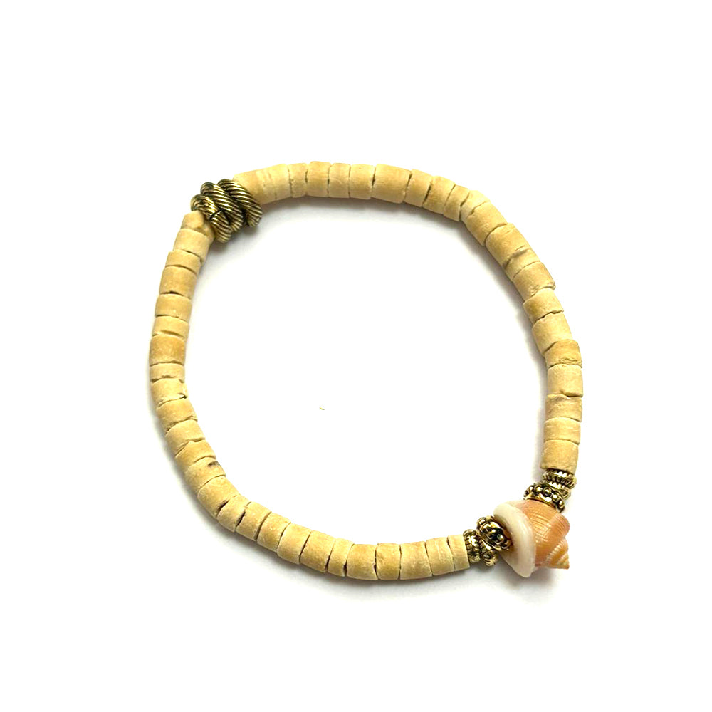 Mini Shell Stretch Bracelet - Brown