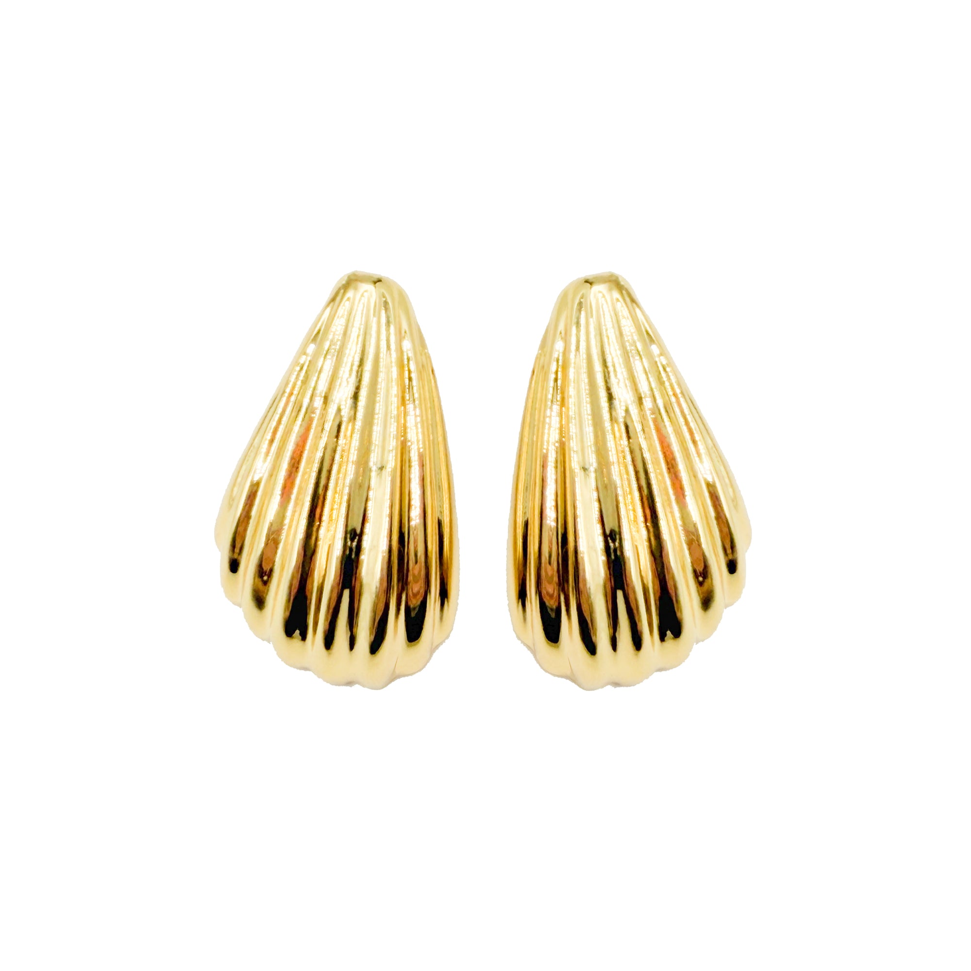 Shell Puff Studs - Gold