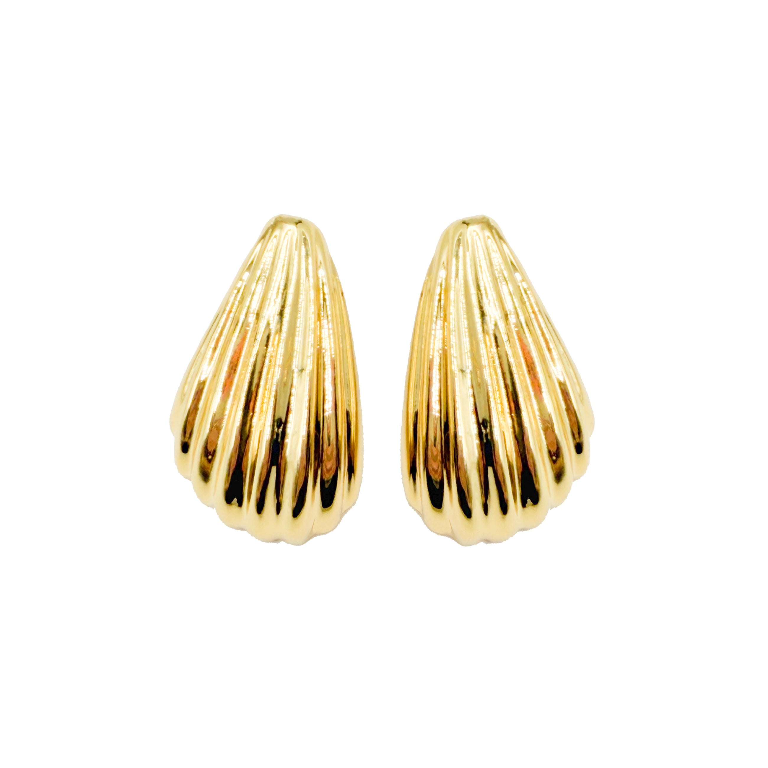 Shell Puff Studs - Gold