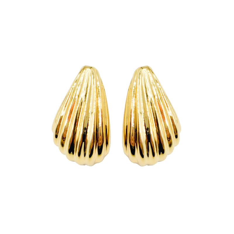 Shell Puff Studs - Gold