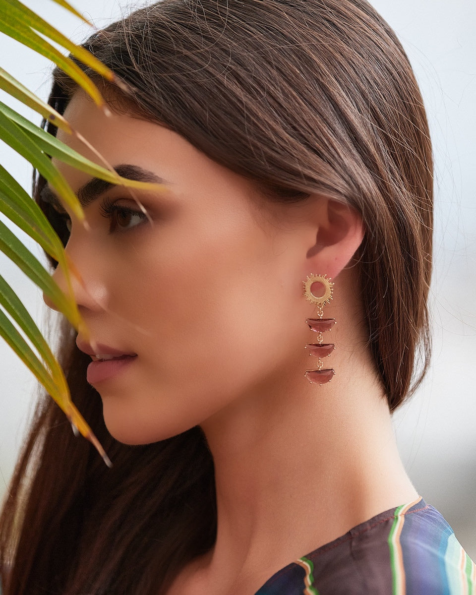 Crystal Supernova Studs -Brown