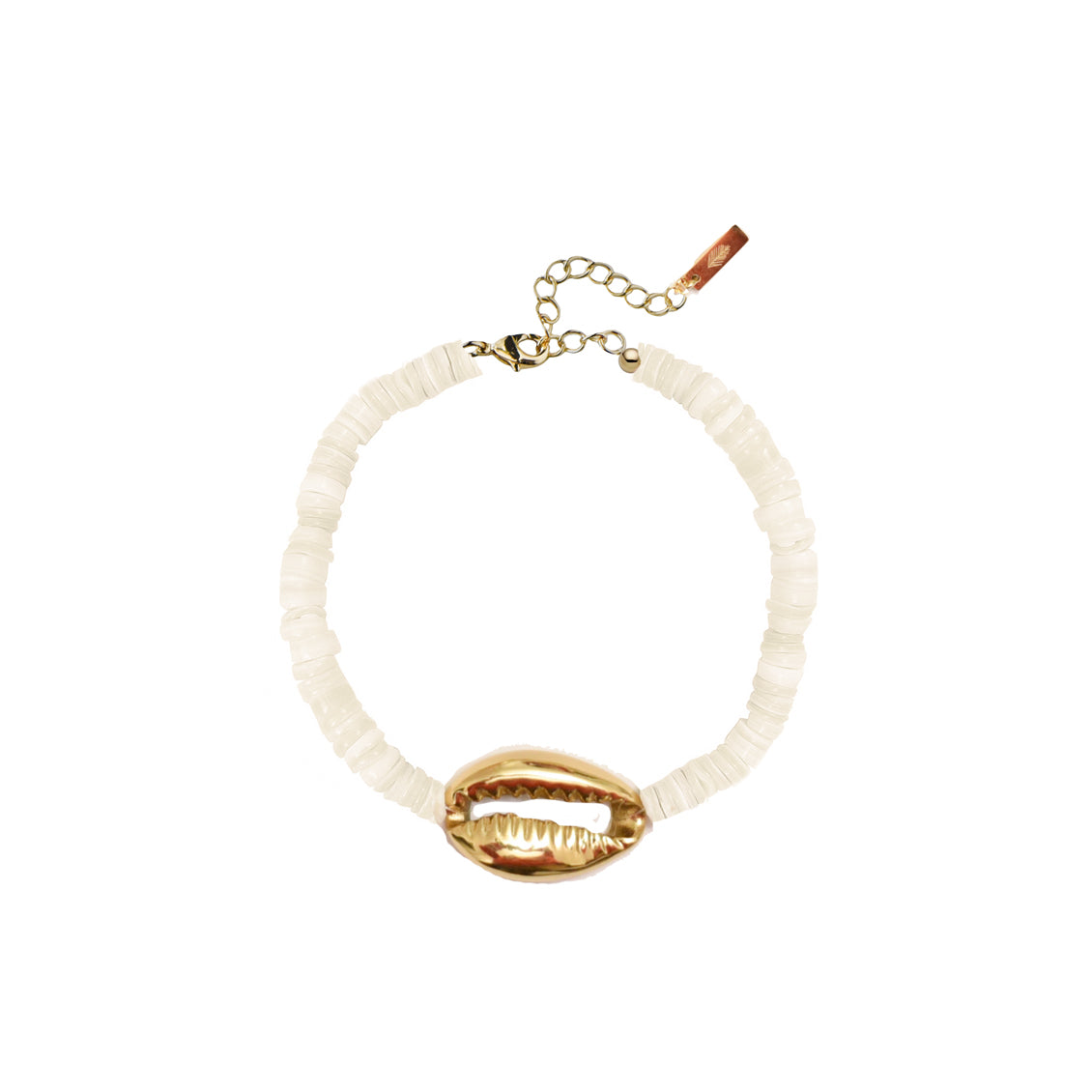 Heishi Gold Shell Bracelet - White