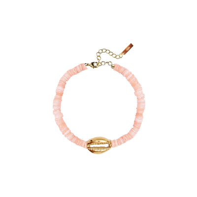 Heishi Mini Gold Shell Bracelet - Pink