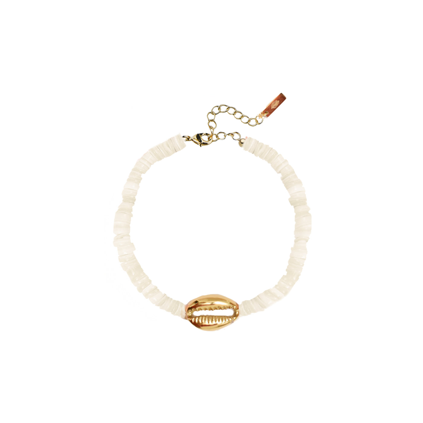 Heishi Mini Gold Shell Bracelet - White