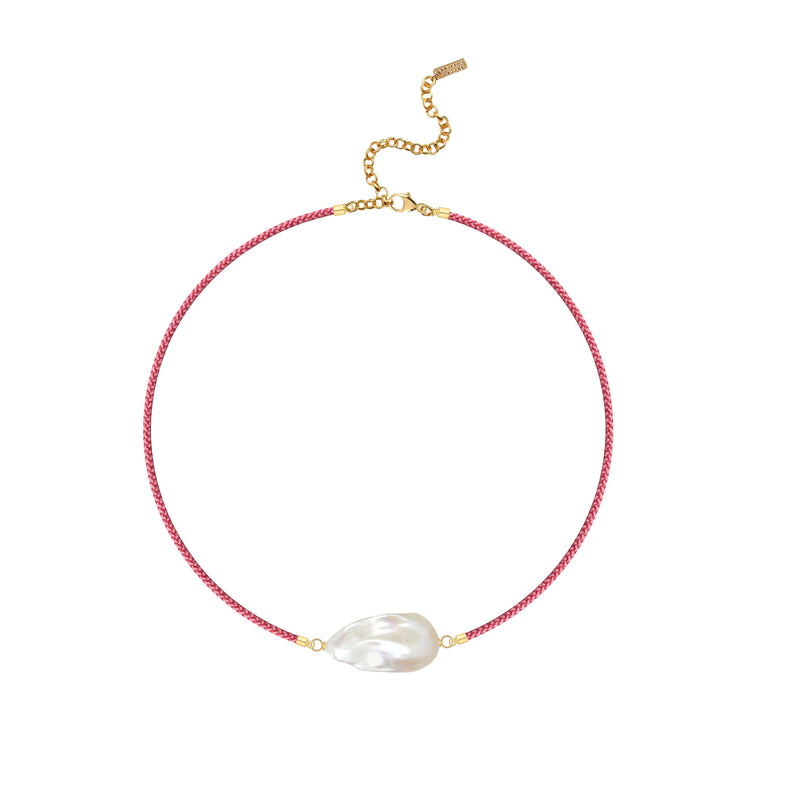 Baroque Silk Necklace - Pink
