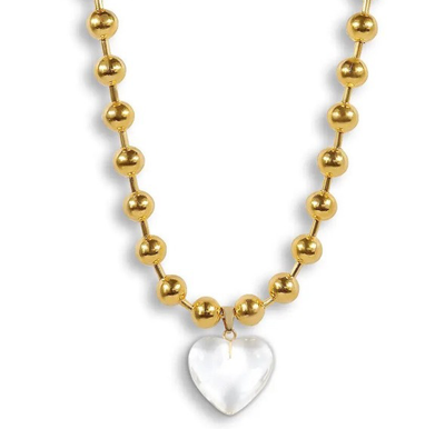 Glass Heart Necklace - Clear