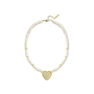 Heart Sparkles Necklace - White