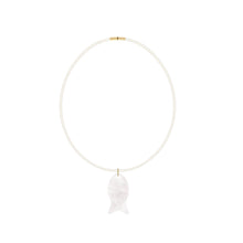 Quartz Fish Choker- Ivory Cord