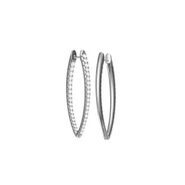 Crystal Pave Hoops - Rhodium