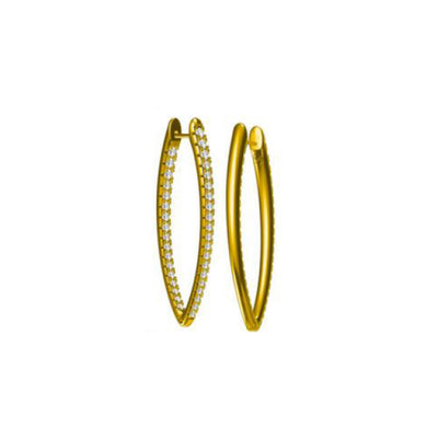 Crystal Pave Hoops - 14k Gold