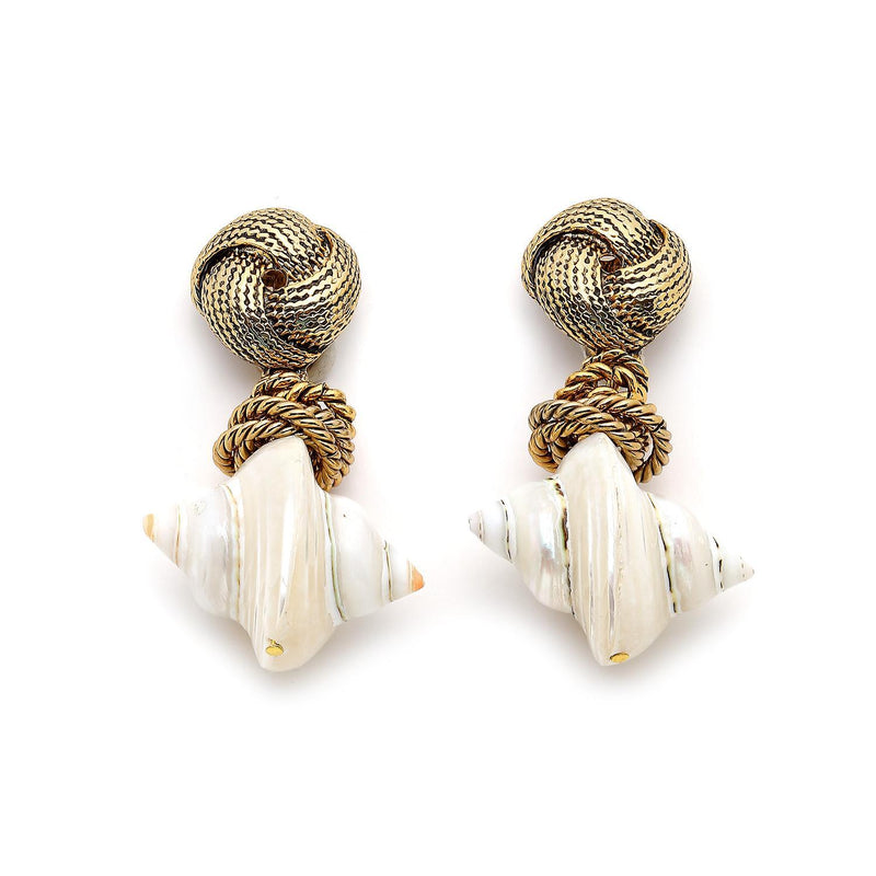 Shell Knot Clip Earrings