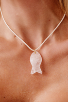 Quartz Fish Choker- Ivory Cord