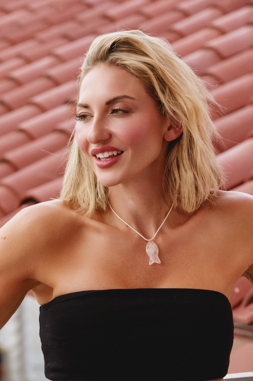 Quartz Fish Choker- Ivory Cord