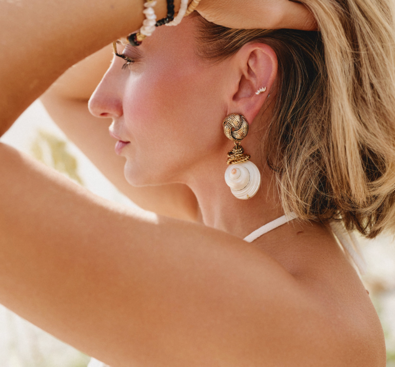 Shell Knot Clip Earrings