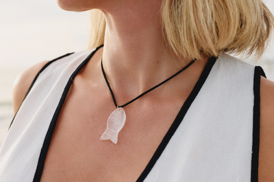 Quartz Fish Choker- Black Cord