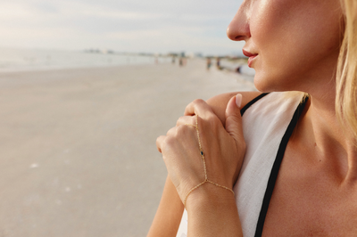 Dainty Marquise Hand Chain- Black