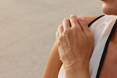 Dainty Marquise Hand Chain- Clear