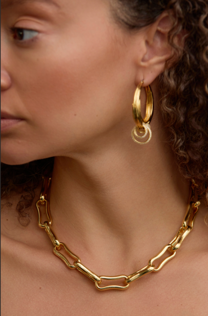 Oblong Links Necklace- Gold