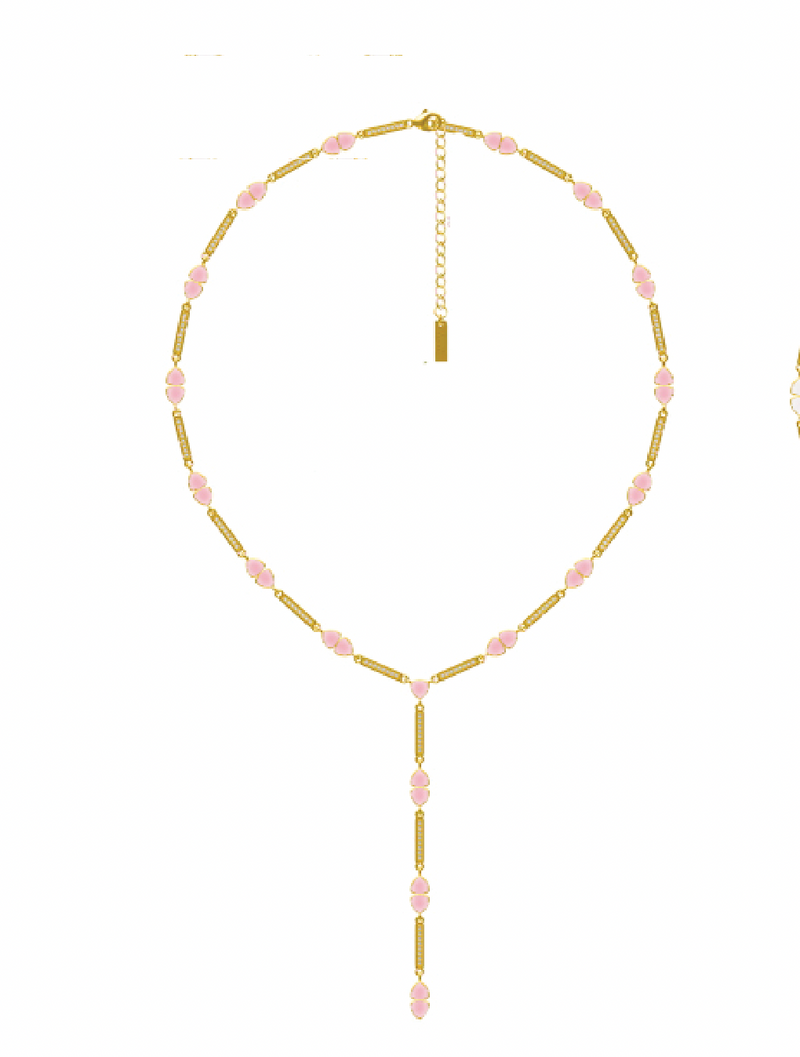 Rose Quartz Gemstone Lariat