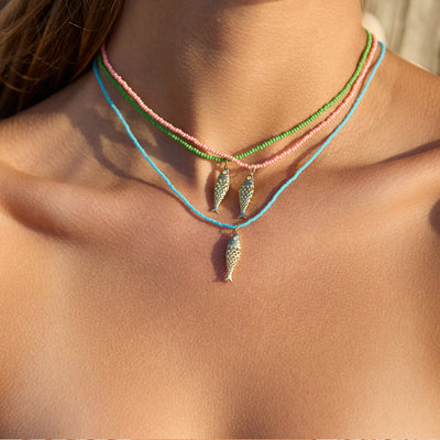 Lucky Fish Necklace - Turquoise