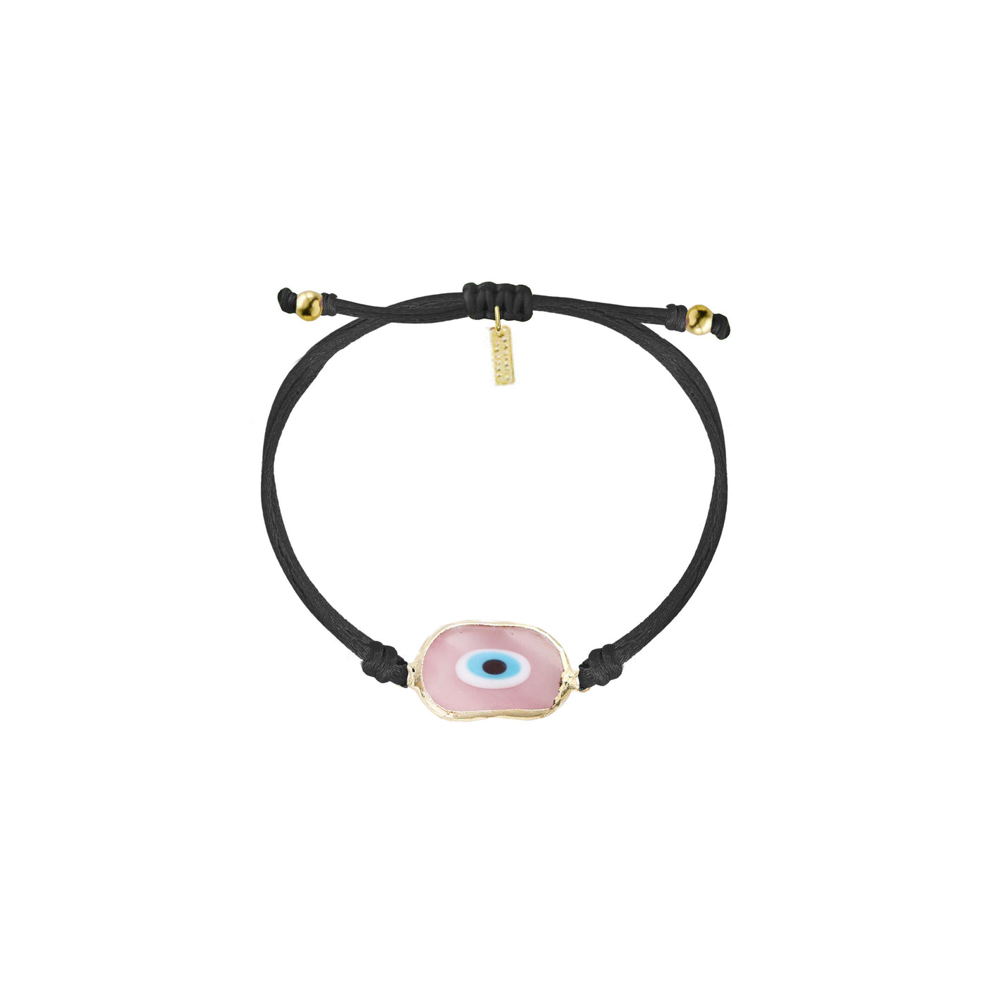 Evil Eye Cord Bracelet - Black/Pink