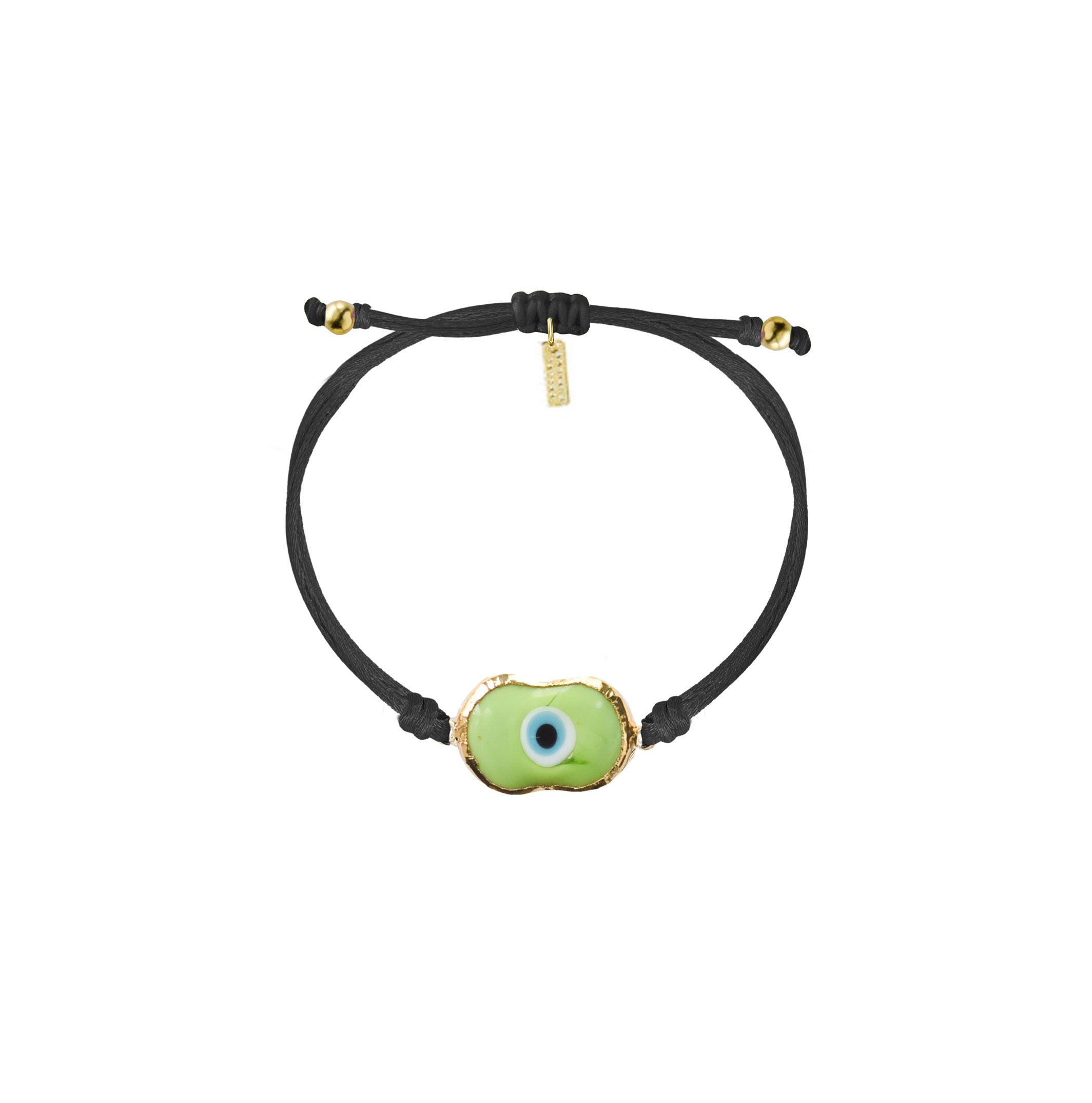 Evil Eye Cord Bracelet - Black/Green