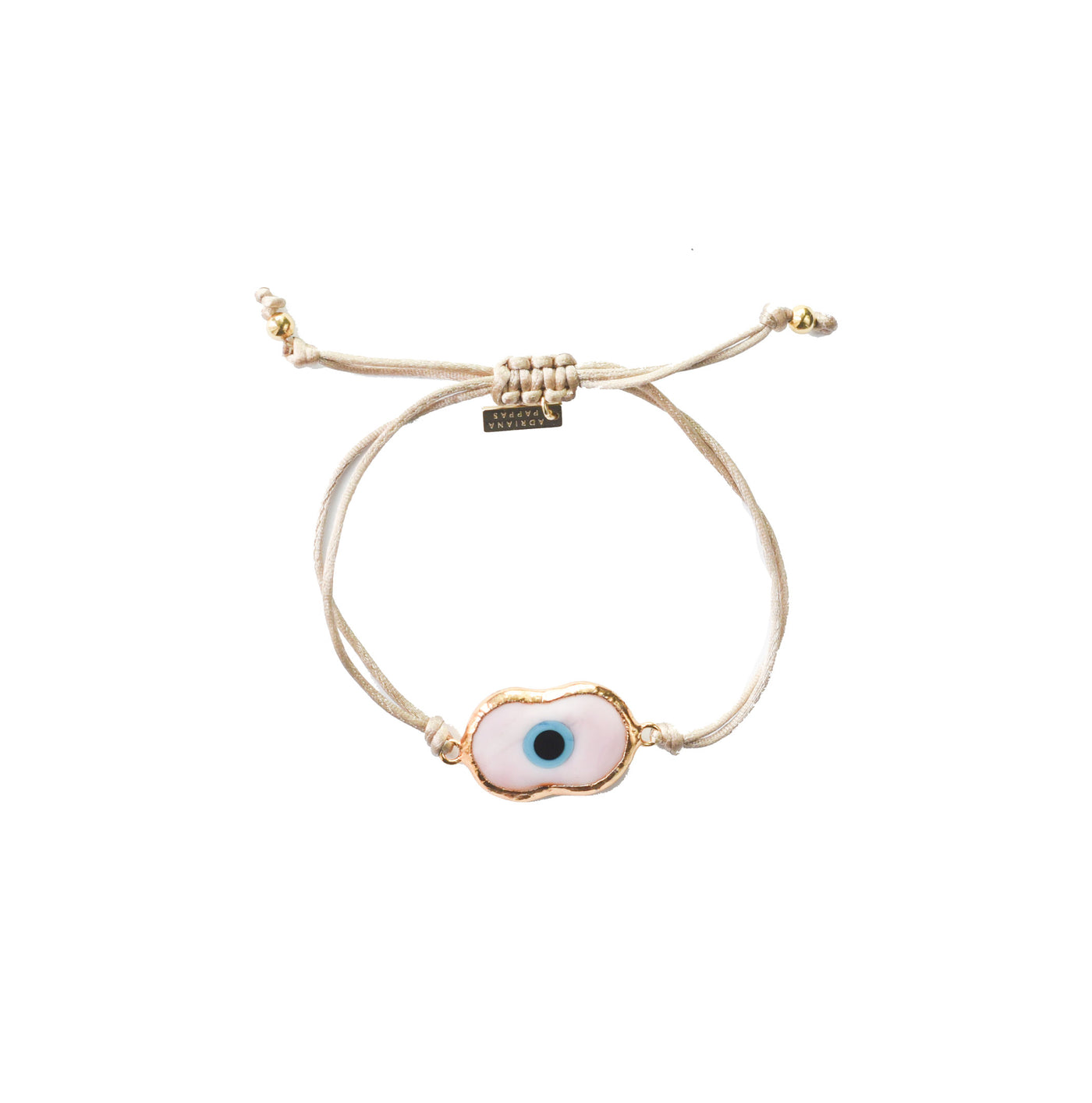 Evil Eye Cord Bracelet - Tan/Pink