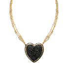 Chained Pave Heart Necklace - Black
