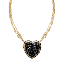 Chained Pave Heart Necklace - Black