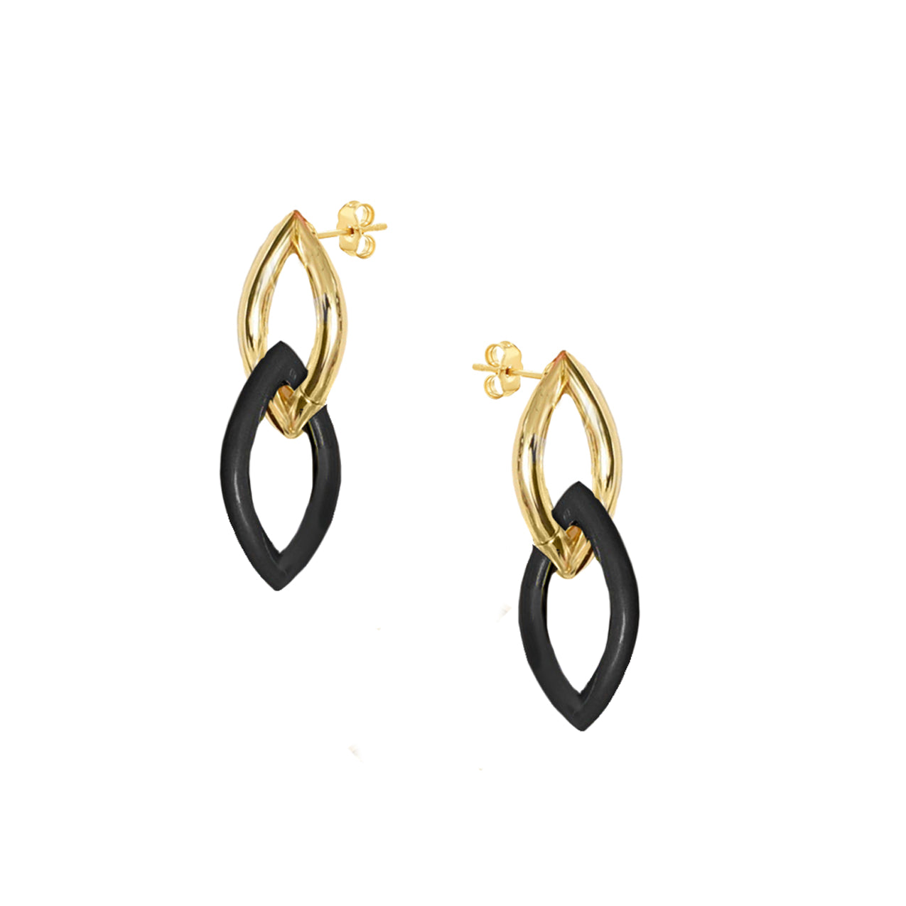Enamel Link Earrings - Black