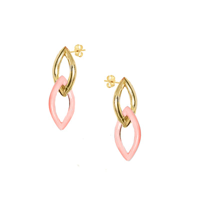 Enamel Link Earrings - Pink