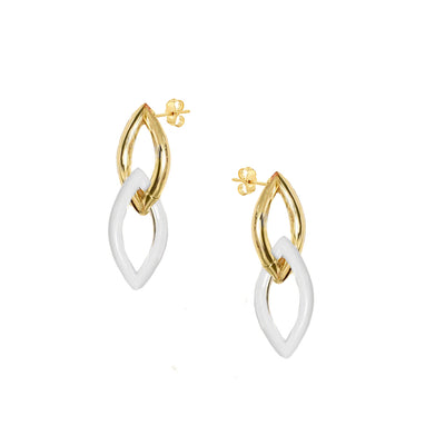 Enamel Link Earrings - White