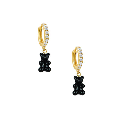 Crystal Gummy Earrings - Black